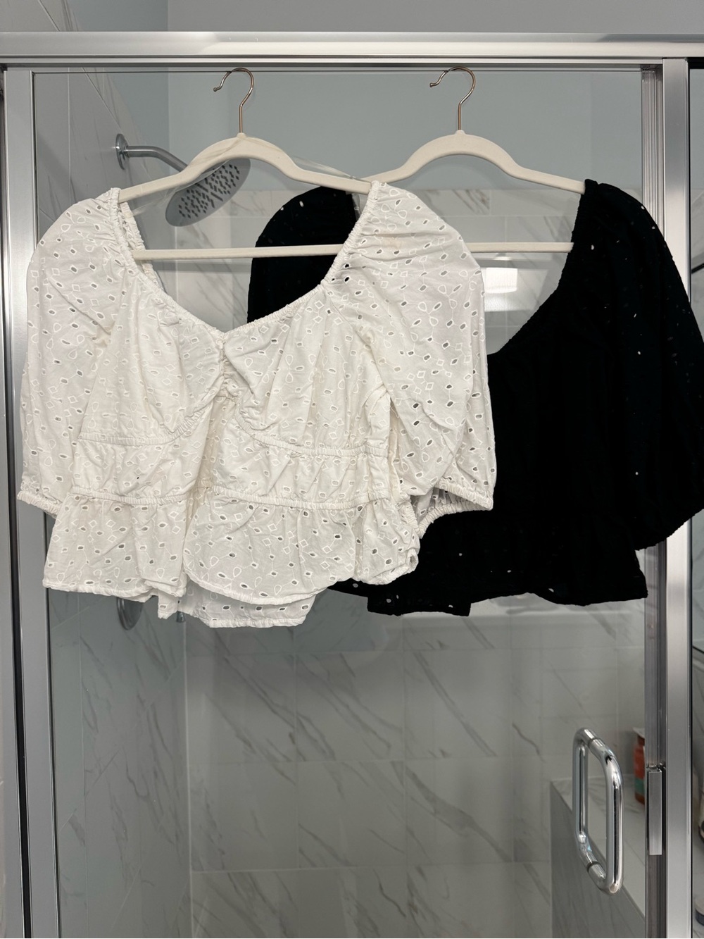 Women’s White Eyelet Peplum Tops - Lightweight Summer Blouses